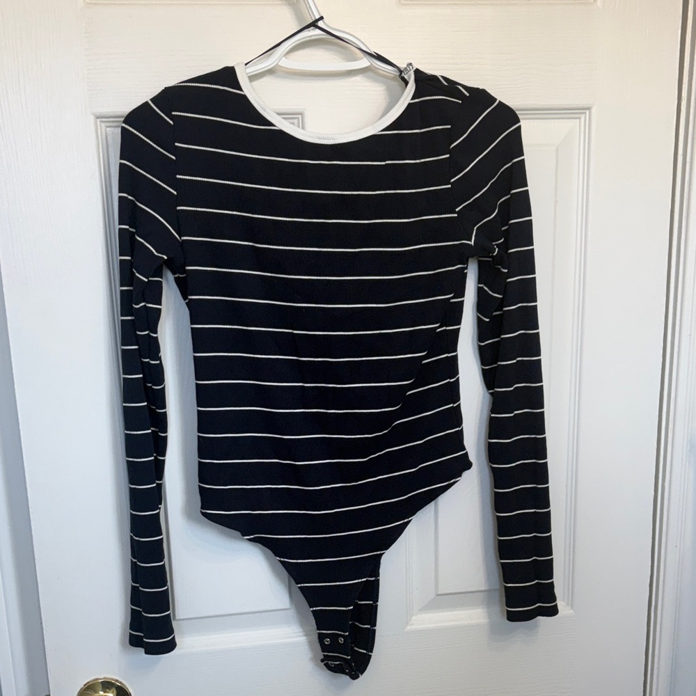 Dynamite Navy and White Striped Bodysuit